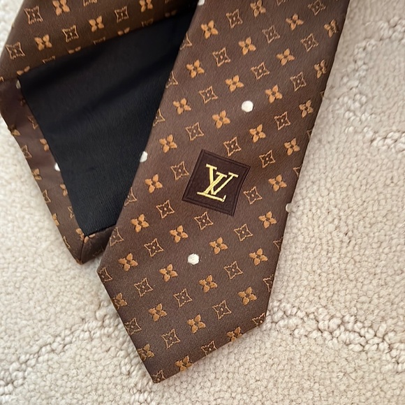 TIMELESS CLASSIC LOUIS VUITTON bronze MONOGRAM MIX TIE - Picture 3 of 5
